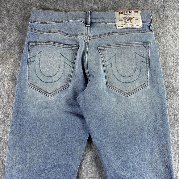 True Religion Ricky Relaxed Straight Jeans 30 x 32 Light Wash Blue Y2K Denim - Picture 1 of 16